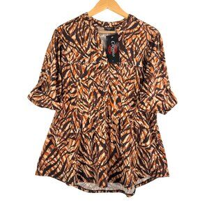 Cocomo Woman abstract artsy pleated tunic studded boho sz 2X